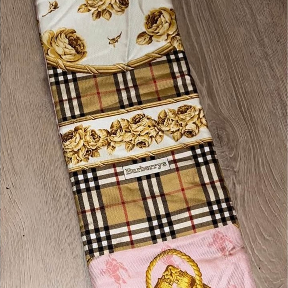 Burberry Rose and Checkered Pattern Scarf
